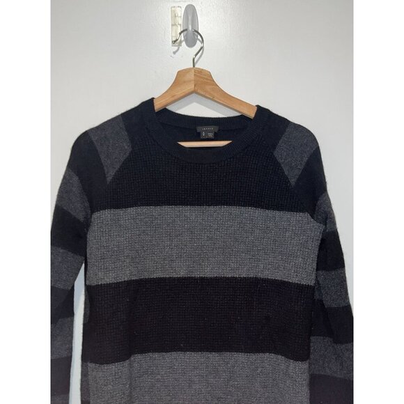 Theory Black & Gray Striped 100% Cashmere Pullover Sweater Women's Size S - Picture 3 of 9